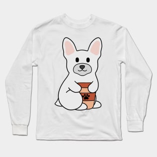 French Bulldog Coffee white Long Sleeve T-Shirt